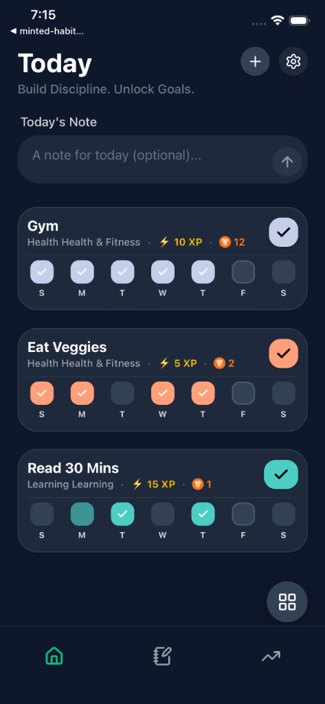 Habits List Mockup